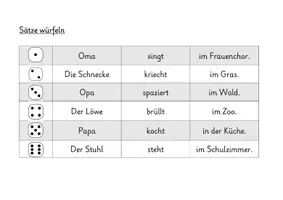 Vorschau - Arbeitsblätter - Spiel: Sätze würfeln - Seite 1