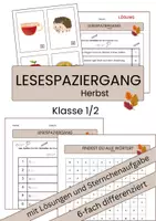 Vorschau - Arbeitsblätter - Lesespaziergang Herbst Klasse 1 und 2 - Deckblatt