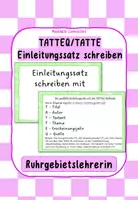 Vorschau - Merkblätter - Einleitungssatz schreiben Lernzettel TATTEQ TATTE Einleitung - Deckblatt