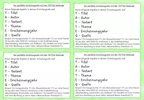 Vorschau - Merkblätter - Einleitungssatz schreiben Lernzettel TATTEQ TATTE Einleitung - Seite 1