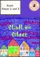 Vorschau - Mal- und Bastelvorlagen - Schritt für Schritt - Stadt im Schnee - Deckblatt
