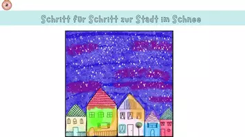 Vorschau - Mal- und Bastelvorlagen - Schritt für Schritt - Stadt im Schnee - Seite 1