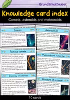 Vorschau - Bildkarten - Knowledge card index - Comets, asteroids and meteoroids | Astronomy (English) - Deckblatt