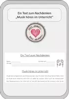 Vorschau - Merkblätter - Abschreibtext - ein Text zum Nachdenken - Musik hören im Unterricht - Deckblatt