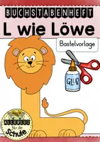 Vorschau - Mal- und Bastelvorlagen - Buchstabentier L wie Löwe für das Buchstabenheft - Deckblatt