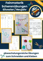 Vorschau - Arbeitsblätter - ✂️ Feinmotorik Silvester / Neujahr: Übungen Schneiden / Schere - Scherenübungen Schneideübungen 2026 - Deckblatt