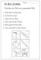 Vorschau - Arbeitsblätter - FREEBIE: Leseblatt - In der Schule (1. Klasse) - Seite 1