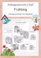Vorschau - Arbeitsblätter - Hörgeschichten mit Maldiktat - Frühling - Deckblatt