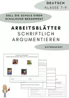 Vorschau - Arbeitsblätter - Arbeitsblätter: Schriftlich Argumentieren - Sollfrage Schulhund - Deckblatt