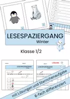 Vorschau - Arbeitsblätter - Lesespaziergang Winter Klasse 1 und 2 - Deckblatt
