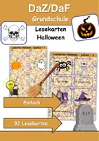 Vorschau - Arbeitsblätter - Lesekarten/Bildkarten Halloween einfach - DaZ/DaF, Deutsch (Grundschule) - Deckblatt