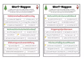 Vorschau - Aufgabenkarten - Zusammengesetze Nomen - Weihnachten Wörtersuche - Seite 1