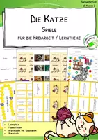 Vorschau - Stationenlernen - Die Katze - ab Klasse 2 - Spiele - Freiarbeit - Lerntheke - Deckblatt