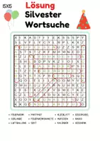 Vorschau - Arbeitsblätter - Wortsuchspiel/Wortsuche/Suchsel Silvester (Grundschule) - 4 Varianten - Seite 2