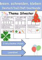 Vorschau - Arbeitsblätter - Silvester Leserätsel - Lesen, schneiden, kleben - DaZ/DaF, Deutsch, Sachunterricht - Deckblatt