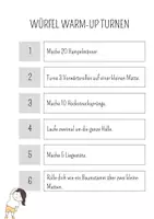 Vorschau - Aufgabenkarten - Würfel Warm-Up Turnen - Deckblatt