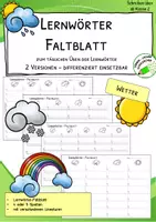 Vorschau - Arbeitsblätter - Lernwörter - Faltblatt - Rechtschreiben üben - Wetter - Deckblatt