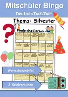 Vorschau - Spiele - Mitschüler Bingo Silvester - DaZ/DaF, Deutsch (Klassenspiel) - Deckblatt