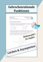 Vorschau - Arbeitsblätter - Gebrochenrationale Funktionen Polstellen hebbare Lücken Asymptoten - Deckblatt