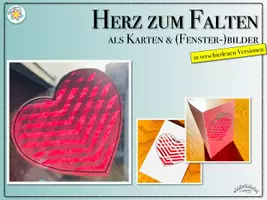 Vorschau - Mal- und Bastelvorlagen - FALTBILD „HERZ“ (als Karten oder als z.B. Fensterbild) - Anleitung mit verschiedenen Faltversionen & Größen (Kirigami zu Muttertag / Vatertag / Valentinstag / Geburtstag / Liebe) (Bildanleitung; Schneiden und Falten, Sun Catcher) - Seite 1