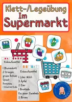 Vorschau - Spiele - Klettübung / Legeübung - Im Supermarkt / Lebensmittel - Deckblatt