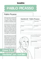 Vorschau - Arbeitsblätter - Steckbrief Pablo Picasso + Informationstext für die Schüler - Deckblatt