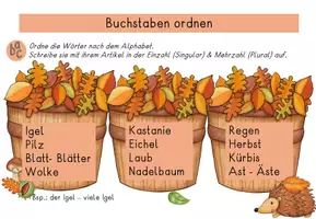 Vorschau - Fördermaterial/Inklusion - Herbstlernwörter Buchstaben ordnen Morgenaufgabe - Seite 2