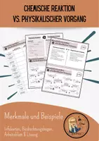 Vorschau - Arbeitsblätter - Chemische Reaktion vs Physikalischer Vorgang - Deckblatt