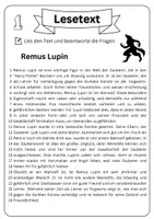 Vorschau - Arbeitsblätter - Leseverständnis - Remus Lupin + Lösungen - Seite 1