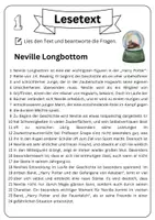Vorschau - Arbeitsblätter - Leseverständnis - Neville Longbottom + Lösungen - Seite 1