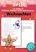 Vorschau - Spiele - Spiel 1 2 oder 3 zum Tempus im Deutschunterricht mit weihnachtlichen Sätzen - Deckblatt