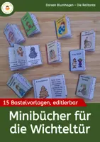 Vorschau - Mal- und Bastelvorlagen - Minibücher für die Wichteltür - Wichtel - editierbar - Deckblatt