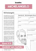 Vorschau - Arbeitsblätter - Steckbrief Michelangelo + Informationstext für die Schüler - Deckblatt