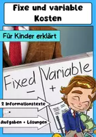 Vorschau - Arbeitsblätter - Fixkosten und Variable Kosten für Kinder erklärt – Texte und Aufgaben - Deckblatt