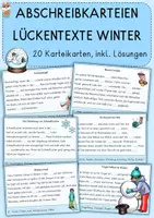 Vorschau - Stationenlernen - Lückentexte Winter, 20 Abschreibkarteien - Deckblatt
