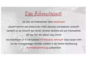 Vorschau - Arbeitsblätter - Präsentation und passendes Quiz zur Advents- und Weihnachtszeit in D / PPP & Quiz about Christmas in Germany (DaF / DaZ) - Seite 1