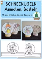 Vorschau - Mal- und Bastelvorlagen - Schneekugeln Anmalen und Basteln, Kreativprojekt, 15 Motive - Deckblatt