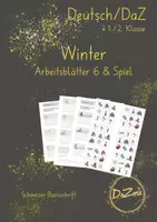 Vorschau - Unterrichtsreihen - Spiel Füll die Reihe und Arbeitsblätter Wortschatz Winter - Deckblatt