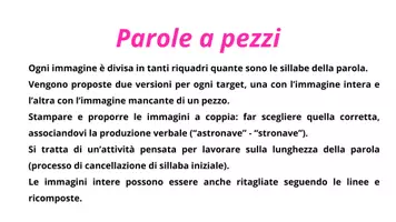 anteprima - Esercizi - Parole in pezzi (cancellazione sillaba iniziale) - Pagina 1