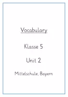 Vorschau - Arbeitsblätter - Vokabeln, Blue Line 1, Unit 2 - Deckblatt