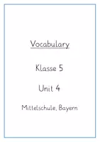 Vorschau - Arbeitsblätter - Vokabeln, Blue Line 1, Unit 4 - Deckblatt
