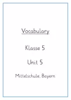 Vorschau - Arbeitsblätter - Vokabeln, Blue Line 1, Unit 5 - Deckblatt