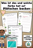 Vorschau - Arbeitsblätter - "Was ist das und welche Farbe hat es?" Plätzchen backen - Weihnachten / Advent DaZ / DaF 3fach Differenzierung - Deckblatt