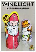 Vorschau - Mal- und Bastelvorlagen - Windlicht Nikolaus und Schneemann - Bastelvorlage Weihnachten - Deckblatt