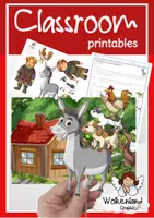 Vorschau - Arbeitsblätter - Die Bremer Stadtmusikanten Rollenspiel mit Stabpuppen - Deckblatt