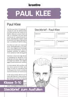 Vorschau - Arbeitsblätter - Steckbrief Paul Klee + Informationsblatt für Schüler - Deckblatt