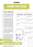 Vorschau - Arbeitsblätter - Steckbrief Henri Matisse + Informationsblatt für Schüler - Deckblatt