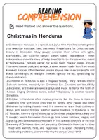 Vorschau - Arbeitsblätter - Reading Comprehension - Christmas in Honduras + Solutions - Seite 1