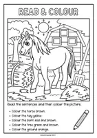 Vorschau - Arbeitsblätter - Read and Colour Farm Animals Ausmalbilder - Seite 1