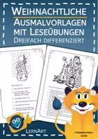 Vorschau - Arbeitsblätter - Weihnachtliche Ausmalvorlagen mit Leseübungen - Deckblatt